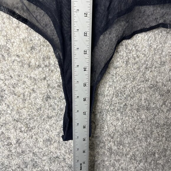 Free People Bodysuit Womens Medium Black Long Sleeve Sheer Lace Mesh Layer Top - Picture 3 of 7